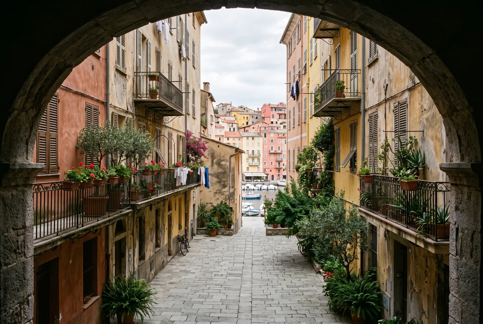 Cour intérieure d'un immeuble à Bastia